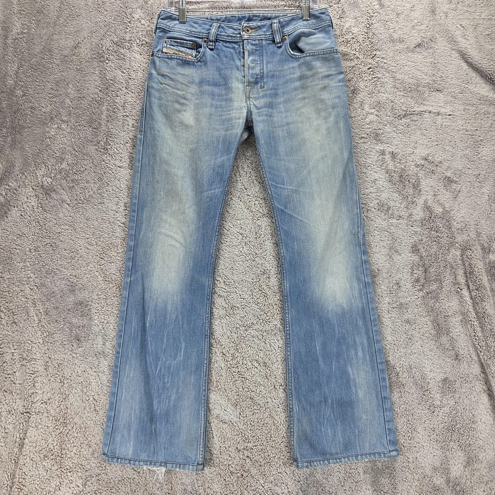 Diesel Jeans Mens 28x32 Blue Zatiny Regular Bootcut Zip Fly Altered Hem 0888B
